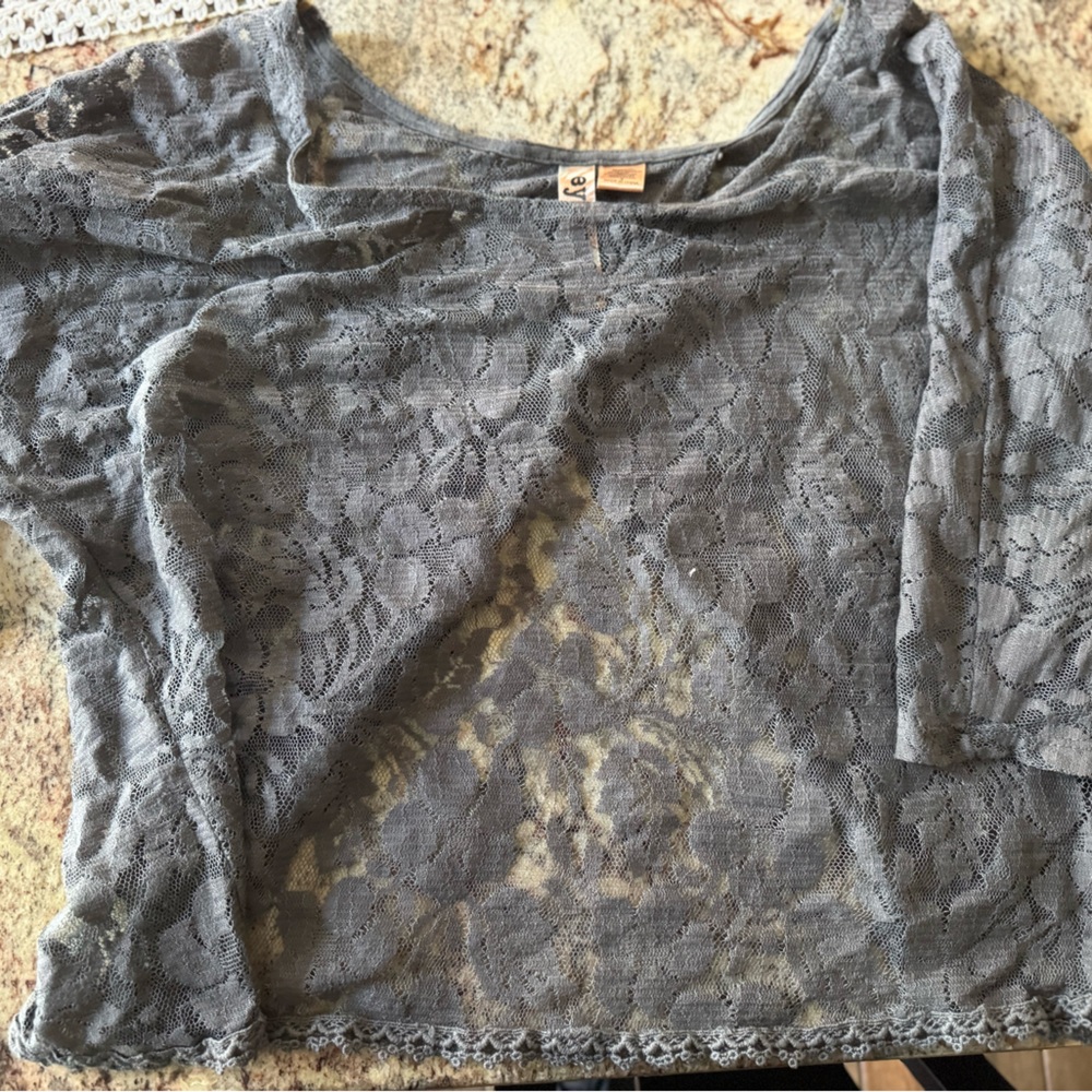 Gray Lace Top